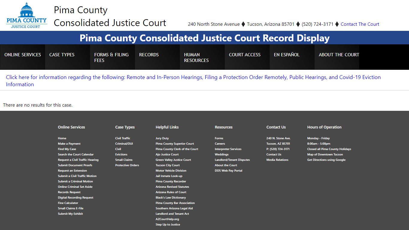 Case Search - Pima County Courthouse